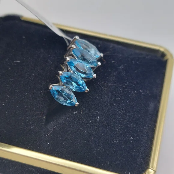 NWT 925 Swiss Blue Topaz sz7 Ring, Anabella Collection, has Cert Of Authenticity - Picture 10 of 16